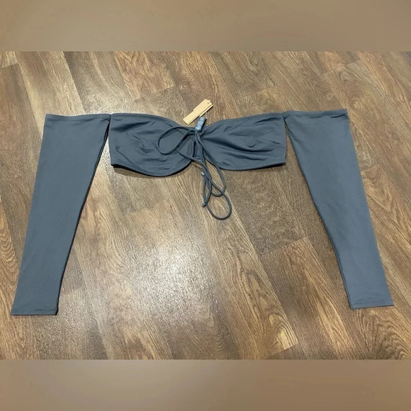 Skims Swim Nwt Skims Swim Long Sleeve Bikini Top Gunmetal Size 3X new with tags - Picture 3 of 9